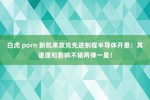 白虎 porn 新凯来攻克先进制程半导体开垦：其道理和影响不输两弹一星！
