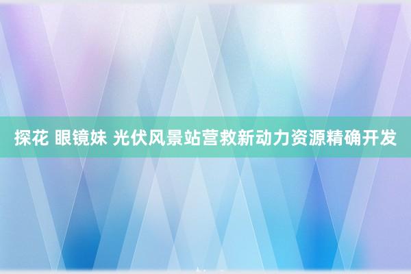 探花 眼镜妹 光伏风景站营救新动力资源精确开发