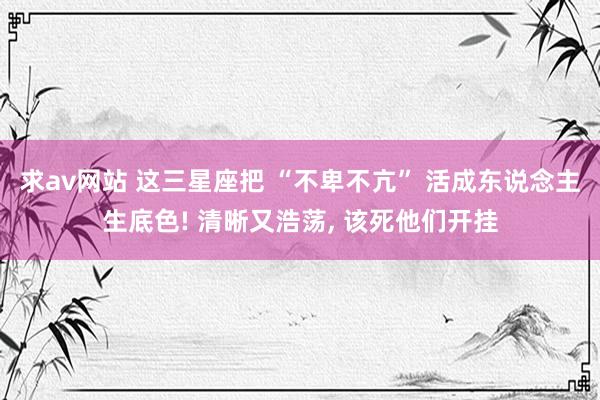 求av网站 这三星座把 “不卑不亢” 活成东说念主生底色! 清晰又浩荡, 该死他们开挂