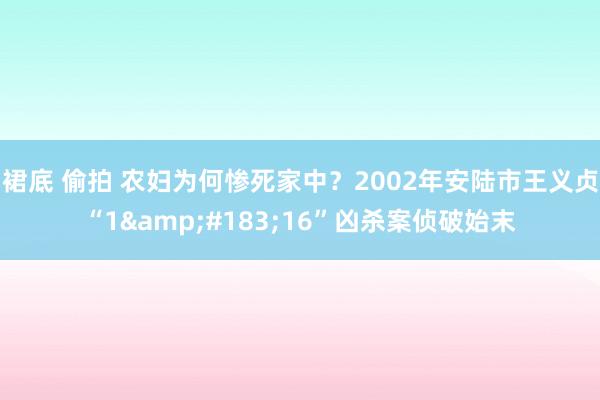 裙底 偷拍 农妇为何惨死家中？2002年安陆市王义贞“1&#183;16”凶杀案侦破始末