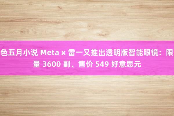 色五月小说 Meta x 雷一又推出透明版智能眼镜：限量 3600 副、售价 549 好意思元