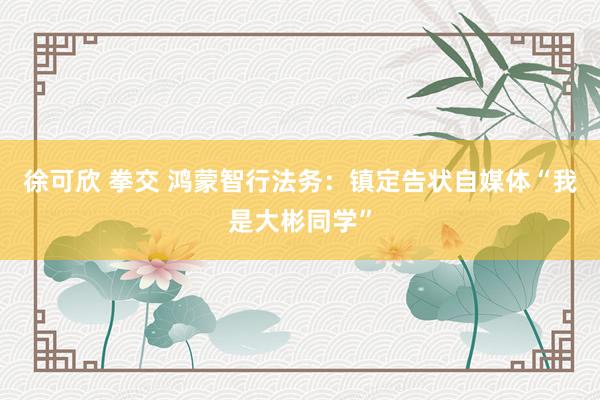 徐可欣 拳交 鸿蒙智行法务：镇定告状自媒体“我是大彬同学”